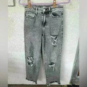 SO distressed black wash jeans. Size 3/26 high rise straight